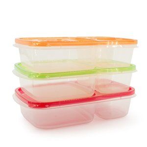 3pk California Basics 3-Compartment Multi-Color Portion Food Storage Containers